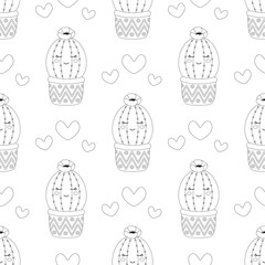 outline pattern with cactus character - 787282378
