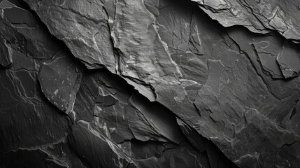 Dark and Textured Ardoise. Aged Model of Black and Grey Slate Texture with White Textured Surface - obrazy, fototapety, plakaty