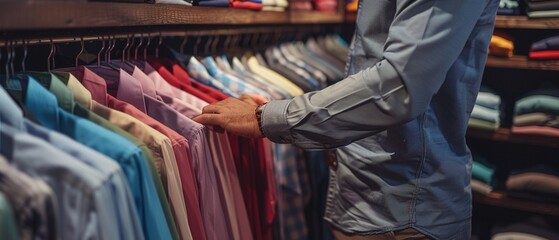 Individual adding new shirts to his closet, methodically arranging them by color and style  8K , high-resolution, ultra HD,up32K HD