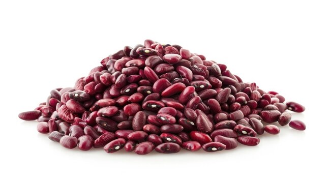 Organic Red Adzuki Bean Pile - Seed Stack Group Pyramid Ingredient Isolated on White Background with Clipping Path included