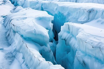Captivating Landscape: A Big Crevasse on the Aletsch Glacier amidst the White Snow and Ice, Displaying the Majesty of Winter and the Danger it Holds