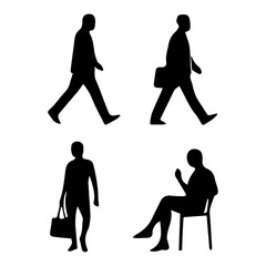 Silhouette humans in Various Poses, Captivating Human Silhouette Descriptions, Exploring Human Poses, Dynamic Human Silhouette Titles, Walking, Sitting, Running