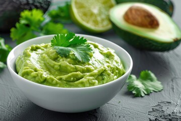 Fresh and Flavorful! Delicious Avocado Dip with Cilantro and Lime served up in a Bowl- Perfect as a Sauce or Guacamole- Vegetarian Mexican Food