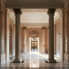 Obraz premium Classical 3d white and ancient architecture, famous, historical building with arches