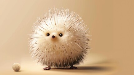 Chubby Porcupine with Fluffy Fur. Fun and Funny Cute Character Design 