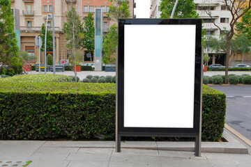 Blank Vertical City Light Poster in the Street for Advertising
