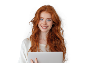 Smiling Redhead with Laptop