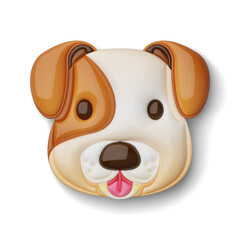 Cute dog face emoji, alpha PNG on transparent background
