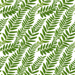 Seamless natural plant pattern with leaves