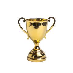 Fototapeta na wymiar Gold trophy. Isolated on transparent background. Award. Winner cup. 3d illustration. PNG format