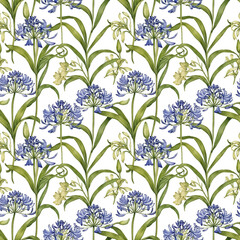 Fototapeta premium Seamless natural floral pattern with twigs and leaves