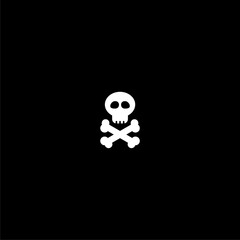 Skull and bones icon simple sign isolated on black 