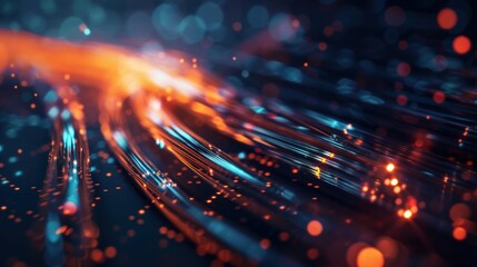 Fiber optic cables and data transfer concept. Generate AI image