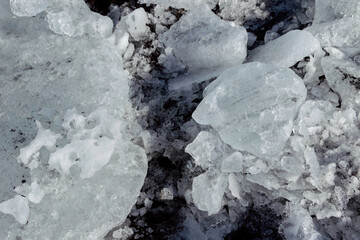ice blocks on black diamond beach in Iceland 