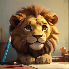 oil paint lion Aslan face had
