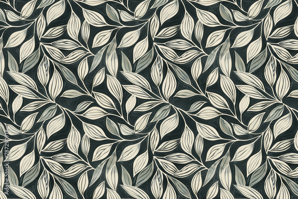 Poster toile pattern tapestry. linocut print. monochrome botanical pattern background. created with generat