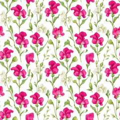 Seamless natural floral pattern with twigs and leaves