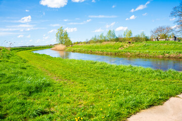 Nature with the canals in the netherlands at the county side near Diepenheim village, Holland