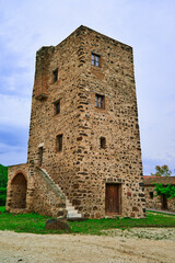 medieval Pisan tower within the church complex of Saint Antonio Abate in Orosei (Sardinia-Italy),...