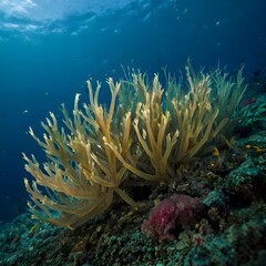 Fototapeta na wymiar Plants in the deep sea, world ocean day concept