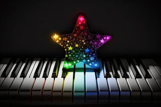 Colorful Star on Piano Keyboard | Digital Art 