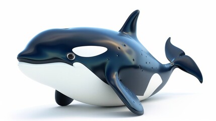 Fototapeta premium a blue and white whale statue on a white surface