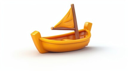 a toy boat with a sail on a white surface