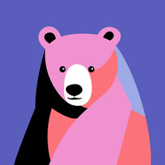 Bear vector illustration. Fashion teddy. Minimalistic illustration. Modern, stylish, fashion and trends. Matisse poster. Fun colorful illustration, svg