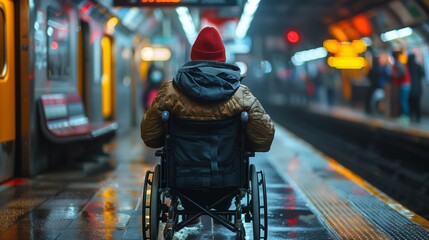 Person in Wheelchair Waiting for Train