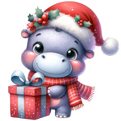 Cute Christmas hippo