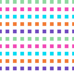 Funny colored squares of different colors. Straight rows, five different colors. Seamless pattern. Background for paper, cover, textile, dishes, interior decor. Flat style. 