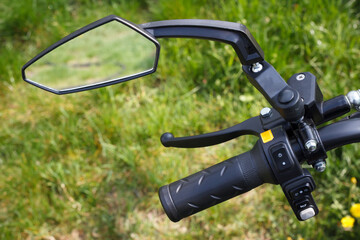 The rear view mirror of bicycle or scooter. The handlebar equipment of bike. - 787294799