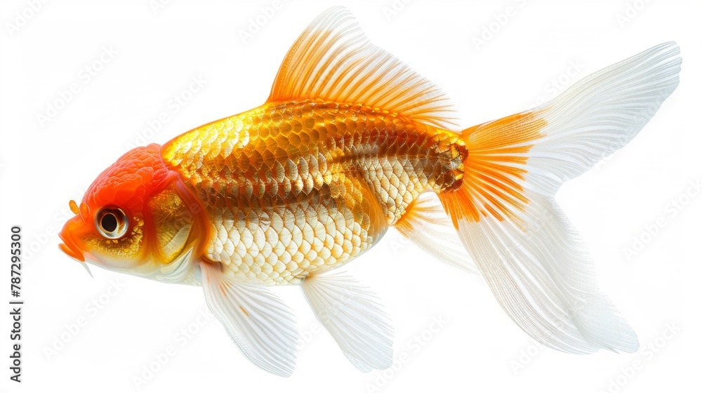 Wall mural a goldfish with a white back and orange tail