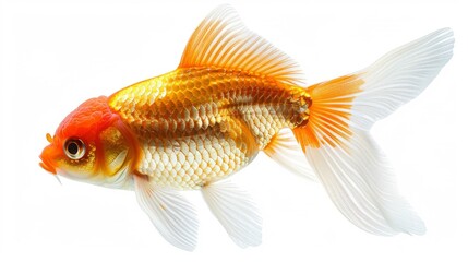 a goldfish with a white back and orange tail