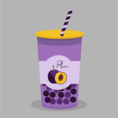 Flat Design Illustration with Bubble Tea at Plum Taste 