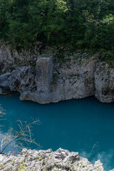 Kanal or Kanal ob Soč relaxing and small Slovenian village with a springboard to dive from the...