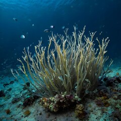 Fototapeta na wymiar Plants in the deep sea, world ocean day concept