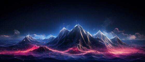 Fototapeta na wymiar Abstract 3D digital mountain range in a tech-inspired wireframe style