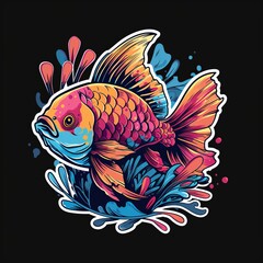 Obraz premium a colorful fish with a splash of water