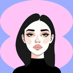 Beautiful girl vector illustration. Fashion portrait. Poster or flyer. Ideal for printing on fabric or paper, poster or wallpaper, t-shirt, house decoration. SVG