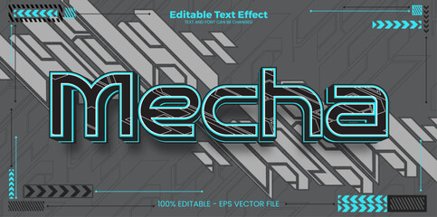 Mecha editable text effect in modern cyber trend style