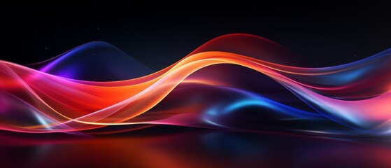 Fototapeta premium Abstract light waves flowing in vibrant hues against a sleek, dark background