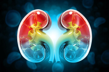 Kidneys human renal realistic 3d illustration