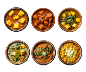 Group of Indian vegetarian dishes  on Transparent Background. Ai generated 