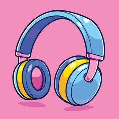 Simple cute headphone cartoon icon vector illustration