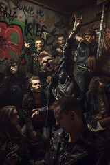 Truly-Immersive Snapshot of an Underground Punk Rock Oi Genre Concert in an Urban Locale