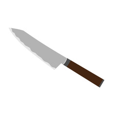 Bunka Bocho Japanese kitchen knife flat design vector illustration. japanese cooking knife icon isolated on white background.