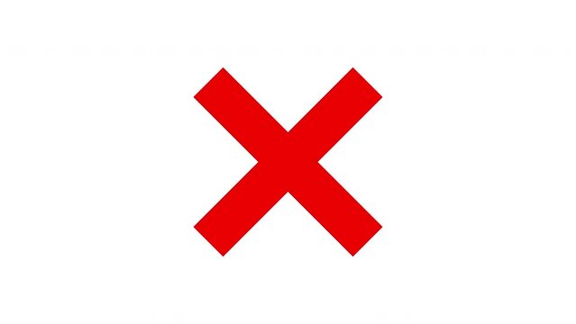Animation symbol incorrect cross symbol red colour suspense
