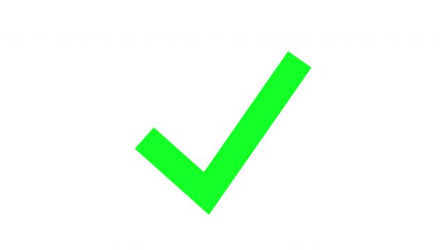 Animation tick symbol correct green colour approval