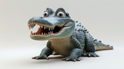 a toy alligator with a big mouth and sharp teeth - obrazy, fototapety, plakaty